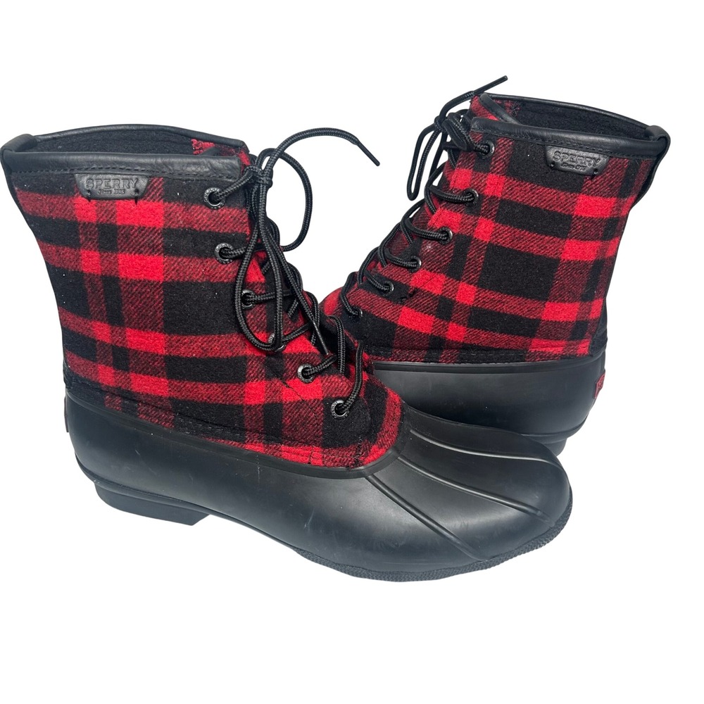 Sperry Saltwater Top-Sider Buffalo Plaid Wool Duck‎ Rain Winter Boot Mens 10.5
